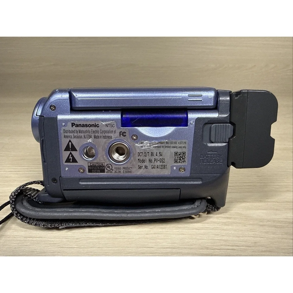 Panasonic PV-GS2 Blue MiniDV Camcorder Video Camera - Tested & Working W/ Tripod